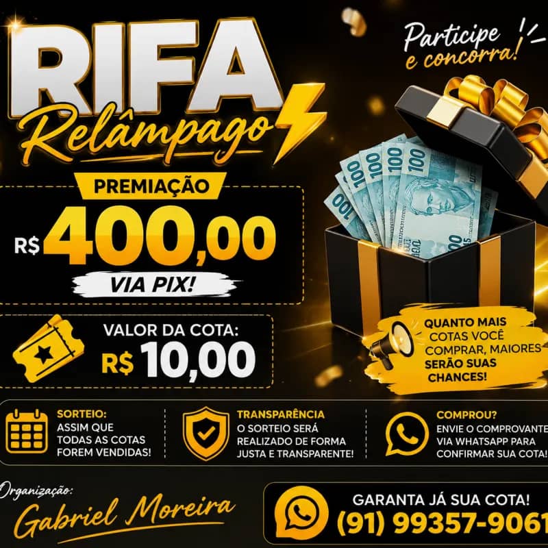Imagem da campanha RAPIDINHA 400 REAIS COTA 10 REAIS