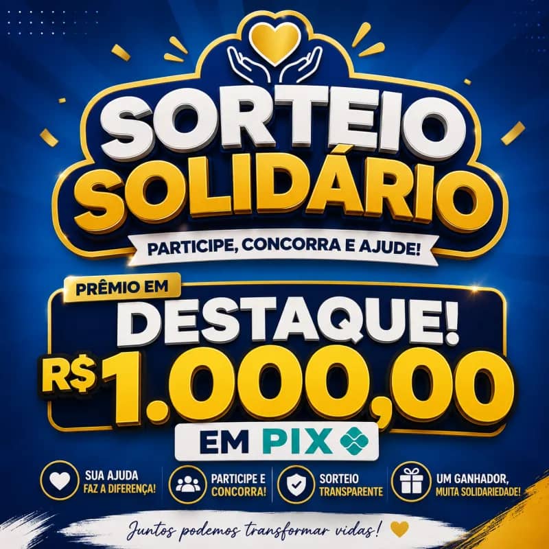Imagem da campanha SORTEIO SOLIDÁRIO🍀