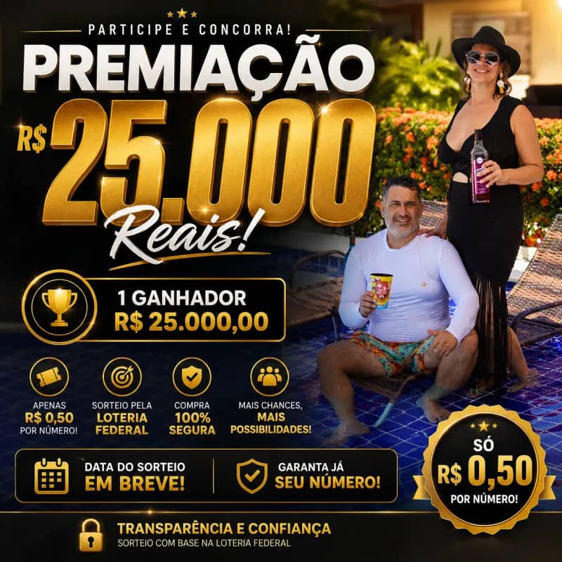 Imagem da campanha Mansão da Barra Premiada – Concorra a R$ 25.000!