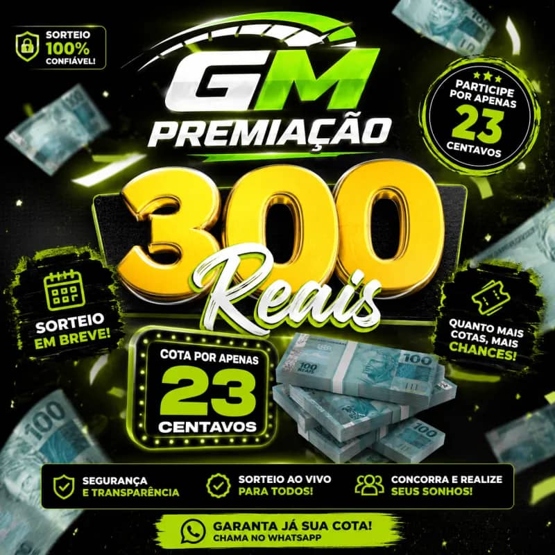 Imagem da campanha RIFA 300 REAIS COTA 23 CENTAVOS