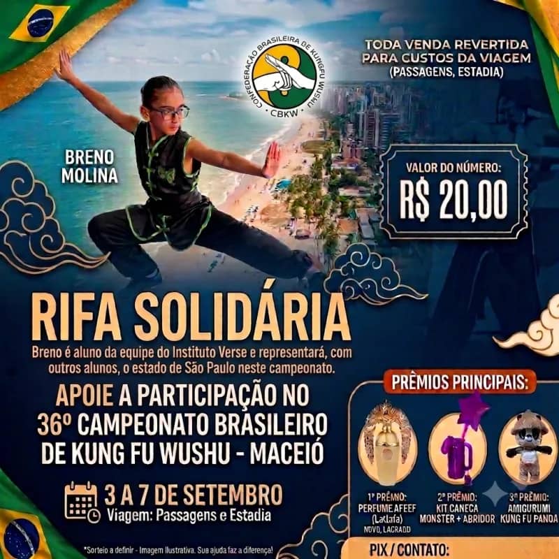 Imagem da campanha Rifa beneficente para apoiar o Atleta Breno Molina
