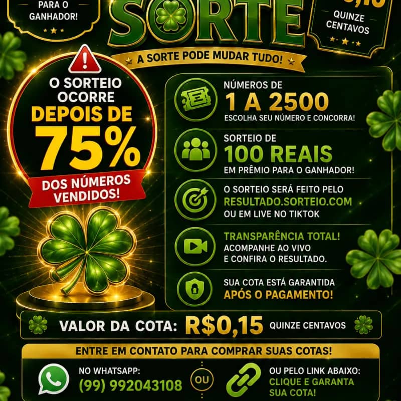 Imagem da campanha Concorra a R$ 100,00 por apenas R$ 0,15