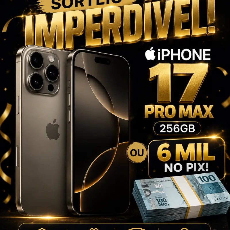 Imagem da campanha IIPHONE 17 PRO MAX OU 8K NO PIX