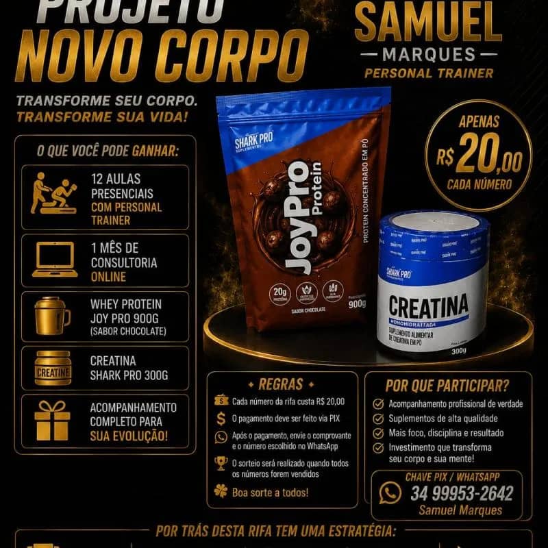 Imagem da campanha RIFA PROJETO NOVO CORPO 💪🏼