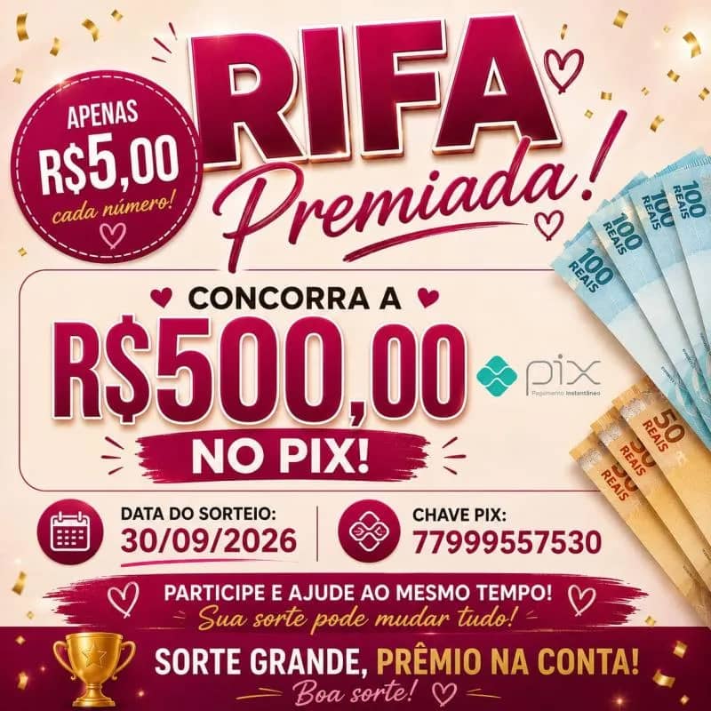 Imagem da campanha Rifa PIX R$500,00