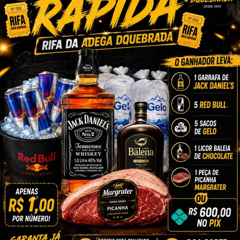 Imagem da campanha Combo de Jack Daniels mais picanha mais Balena ou 600 no Pix