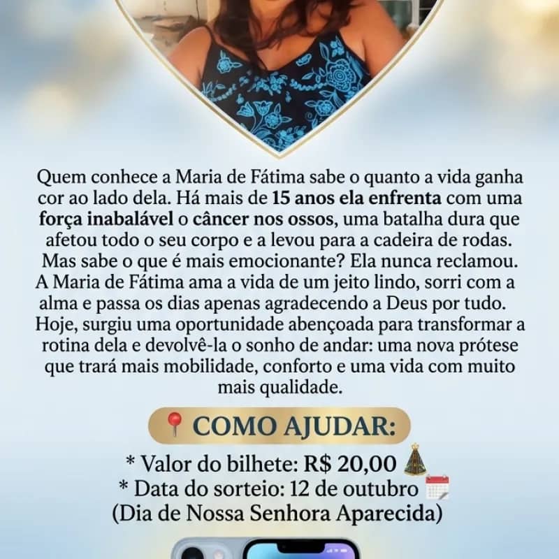 Imagem da campanha Um Novo Passo para Maria de Fátima