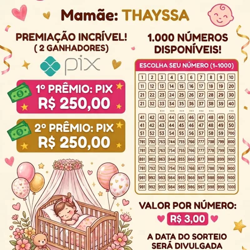 Imagem da campanha Chá rifa da Elisa Valentina