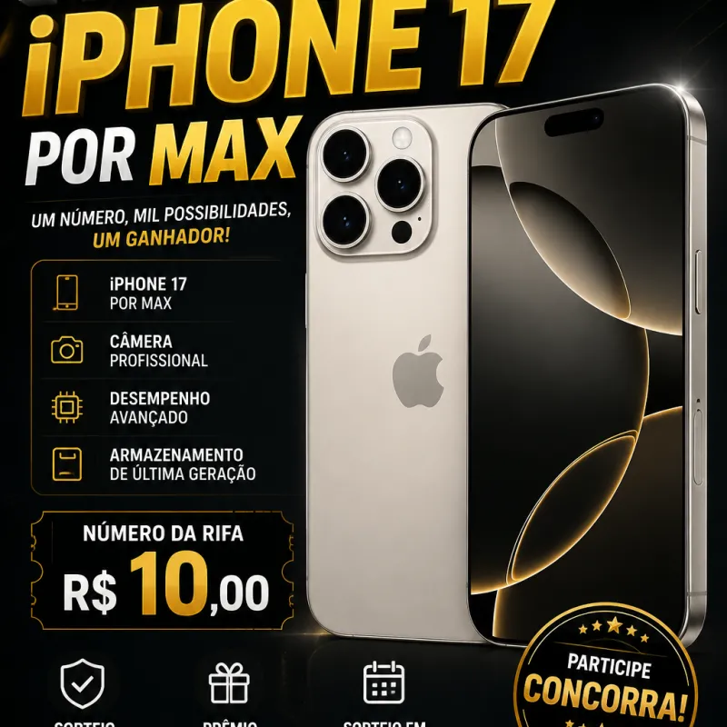 Imagem da campanha IiPhone17 pro Max e 5 mil no Pix..