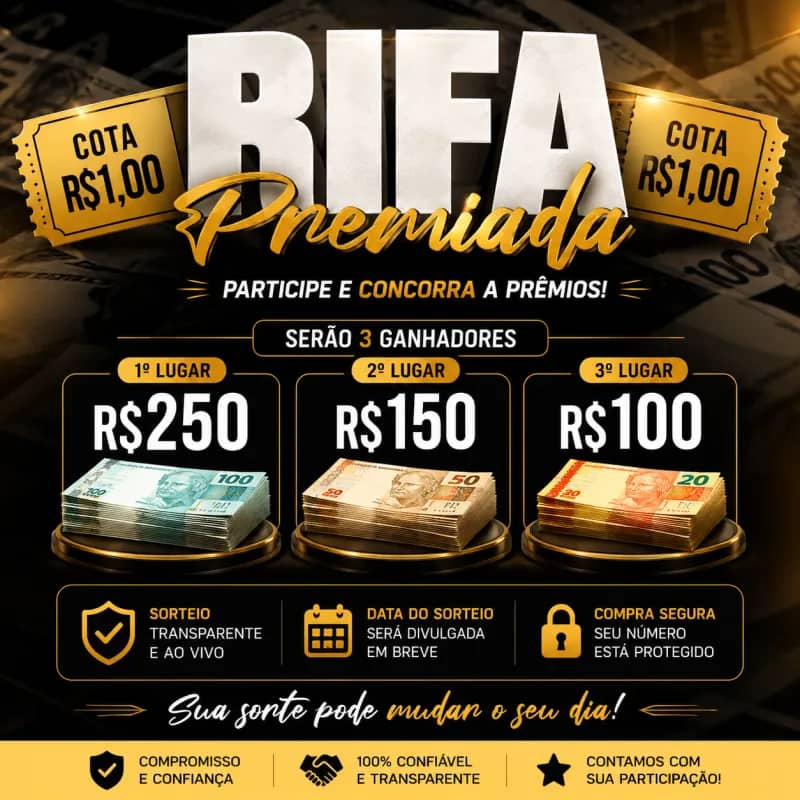 Imagem da campanha RIFA PREMIADA COTA 1 REAL