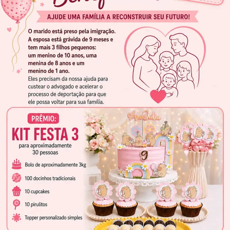 Imagem da campanha Rifa beneficente pela Amanda e João Victor