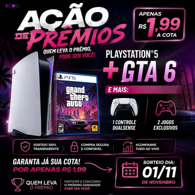 Imagem da campanha Playstation 5 + GTA 6