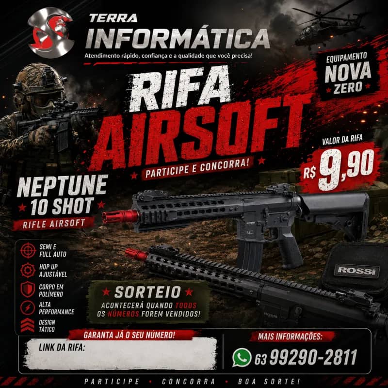 Imagem da campanha RIFA AIRSOFT NEPTUNE 10 SHOT