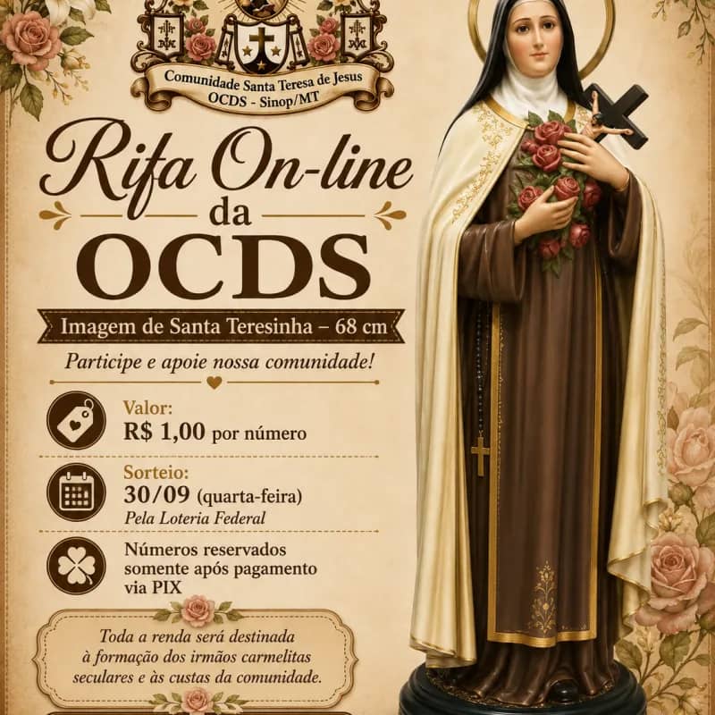 Imagem da campanha SORTEIO BENEFICENTE – IMAGEM DE SANTA TERESINHA DO MENINO JESUS