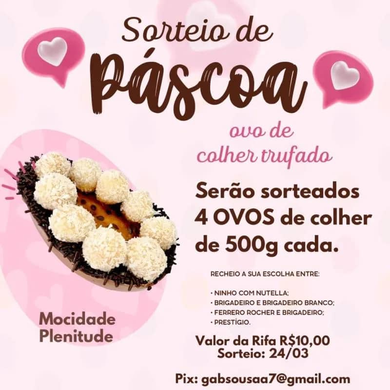 Imagem da campanha Rifa solidária de 4 ovos de colher de 500g cada, sabor a sua escolha!!!