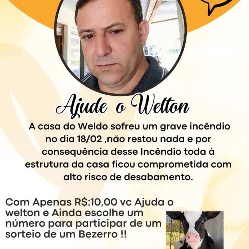 Imagem da campanha Rifa solidária do Welton