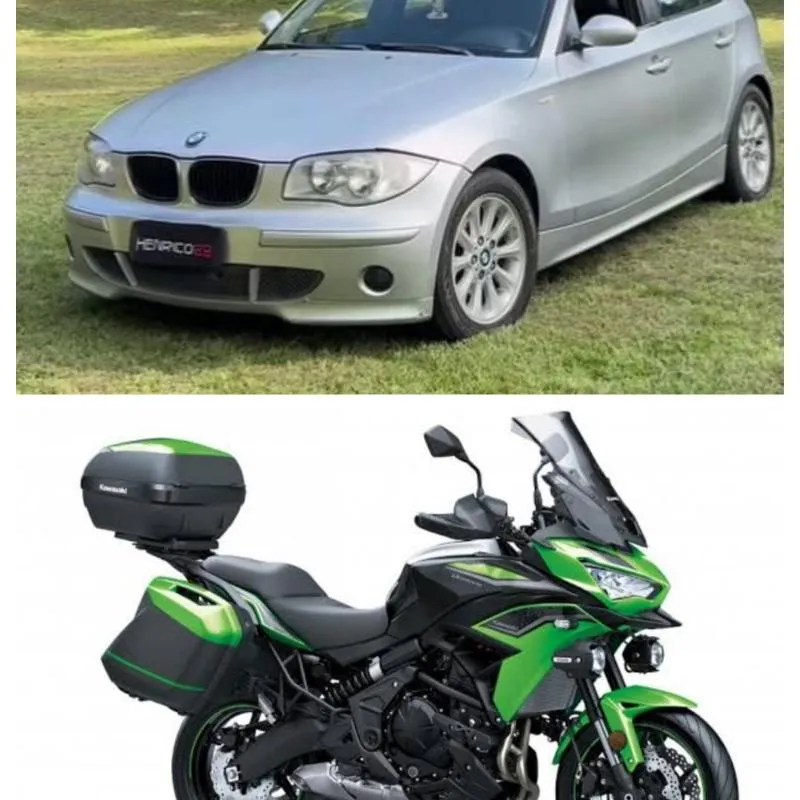 Imagem da campanha Léo Prêmios -BMW 118i e Kawasaki 650 versys 2021