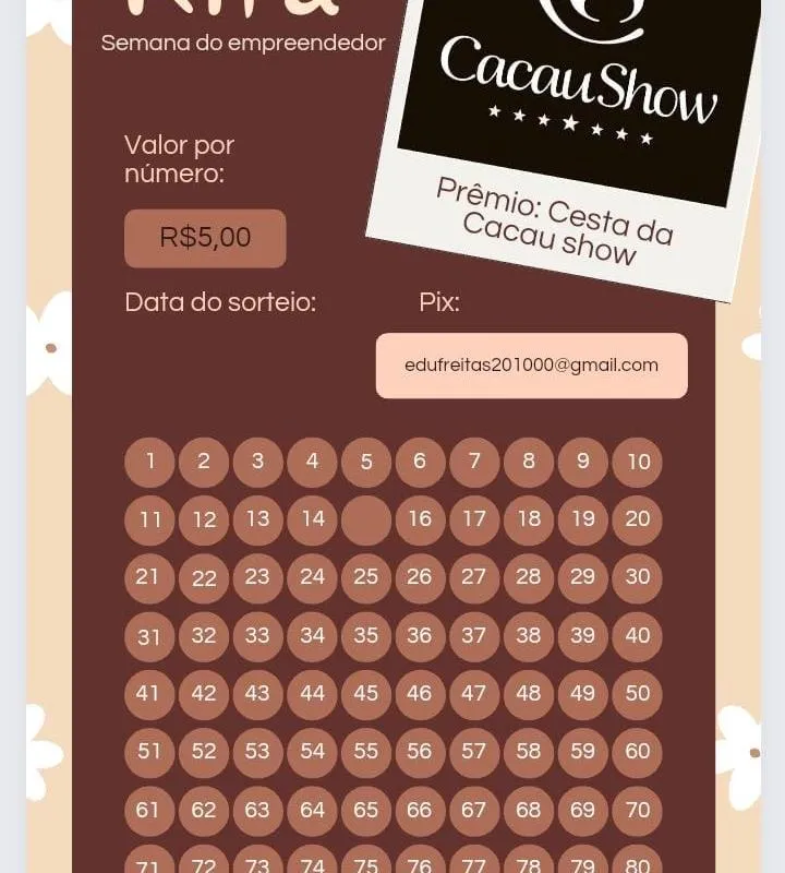 Imagem da campanha Rifa cacau show