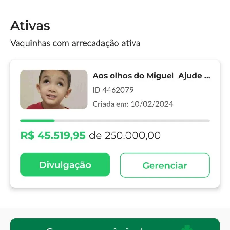 Imagem da campanha Aos olhos do Miguel