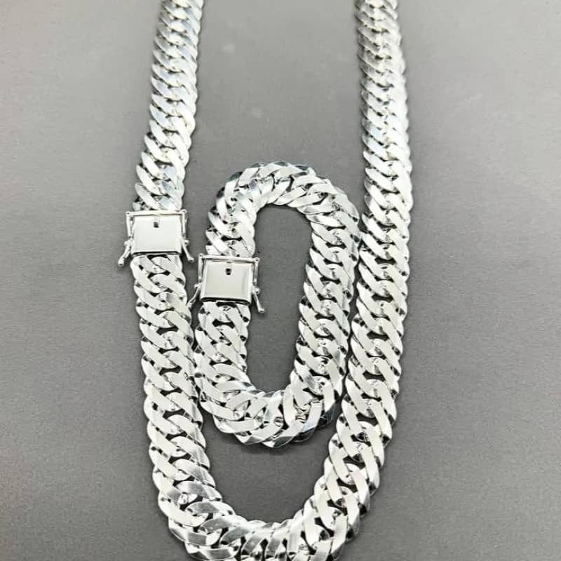 Imagem da campanha Kit de prata pulseira e corrente de pescoço 17mm