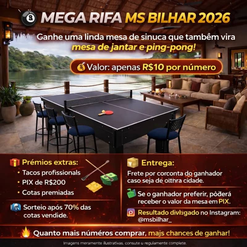 Imagem da campanha Mega Rifa MSBilhar 2026