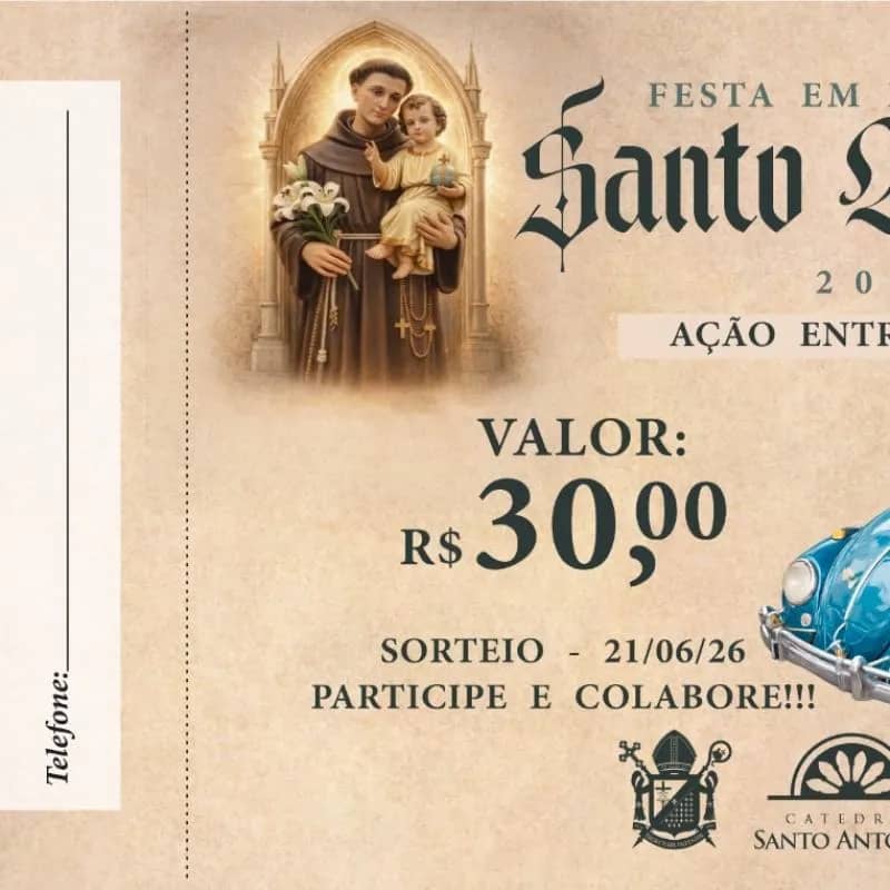 Imagem da campanha Rifa da Festa de Santo Antônio