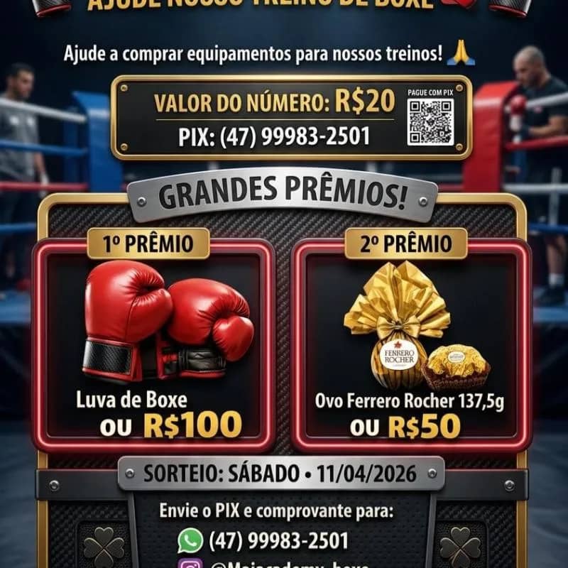 Imagem da campanha RIFA SOLIDÁRIA – AJUDE NOSSO TREINO DE BOXE 🥊