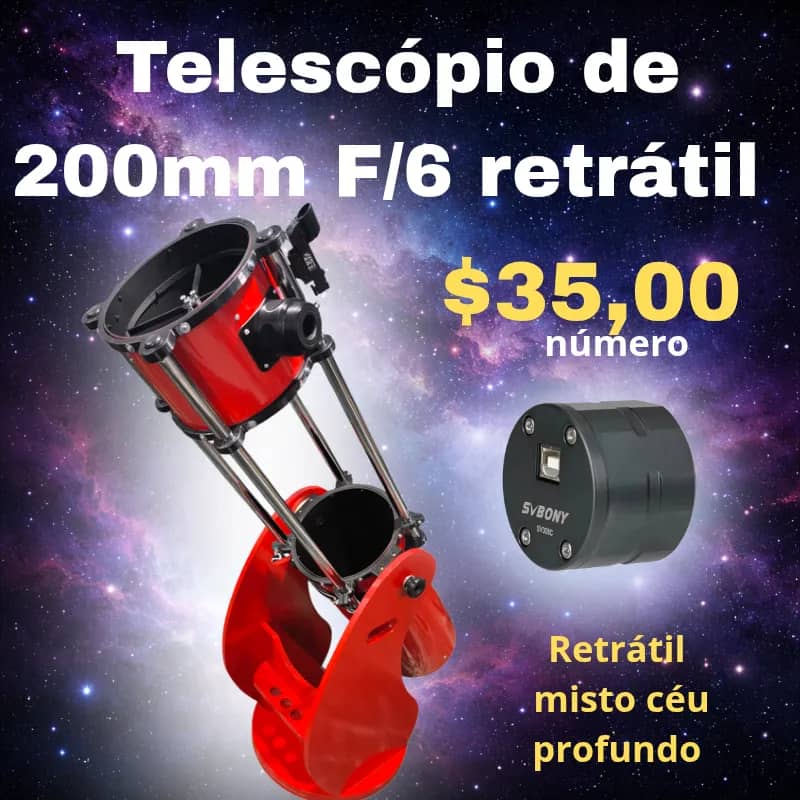 Imagem da campanha Sorteio Telescópio Matão de 200mm f/6 retrátil + câmera SV305C