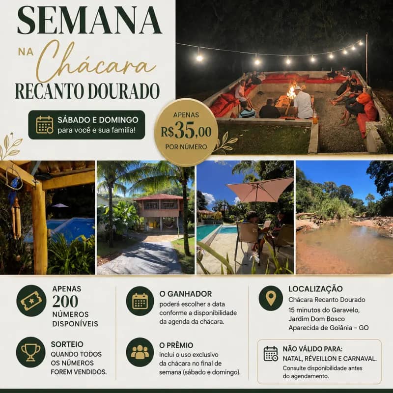 Imagem da campanha Final de semana na chácara recanto dourado