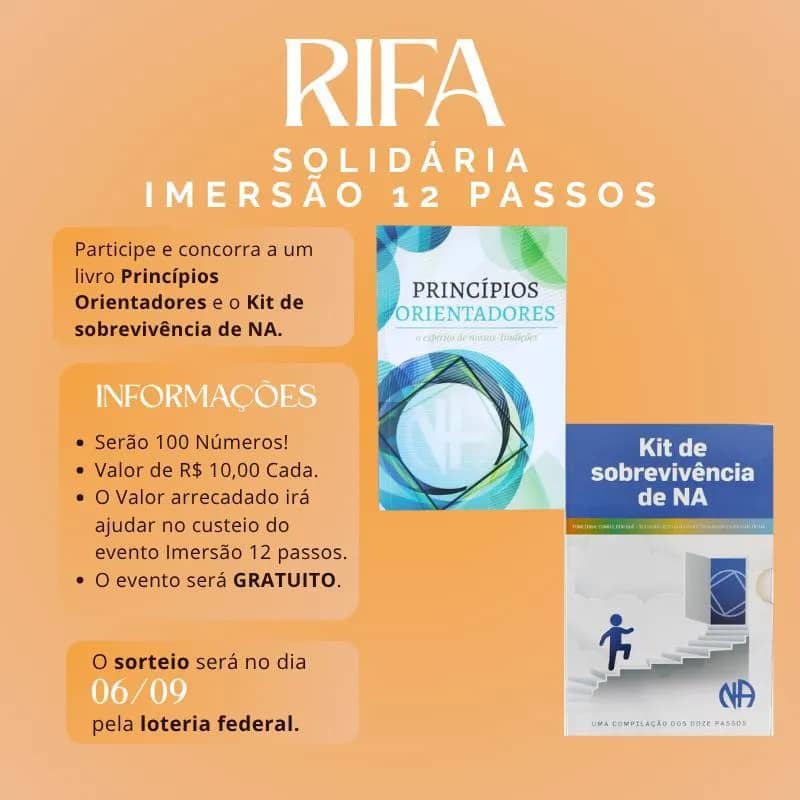 Imagem da campanha Rifa solidária Imersão 12 passos